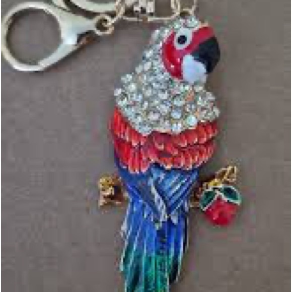 Colorful Parrot Rhinestone Bag Charm Keychain - Picture 3 of 4